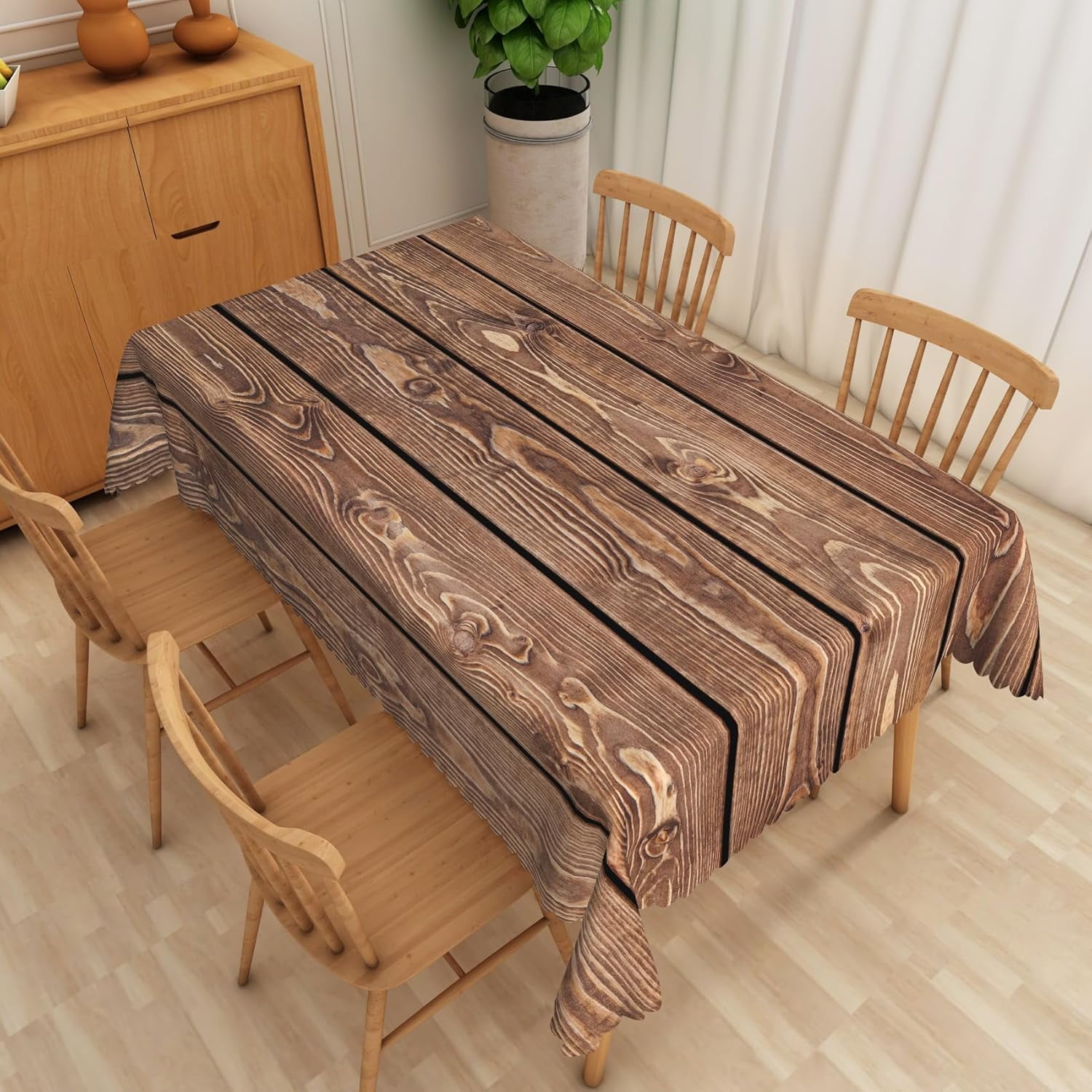 Vintage Brown Wooden Tablecloth,60x90 Inch Natural Wood Grain Rectangle ...