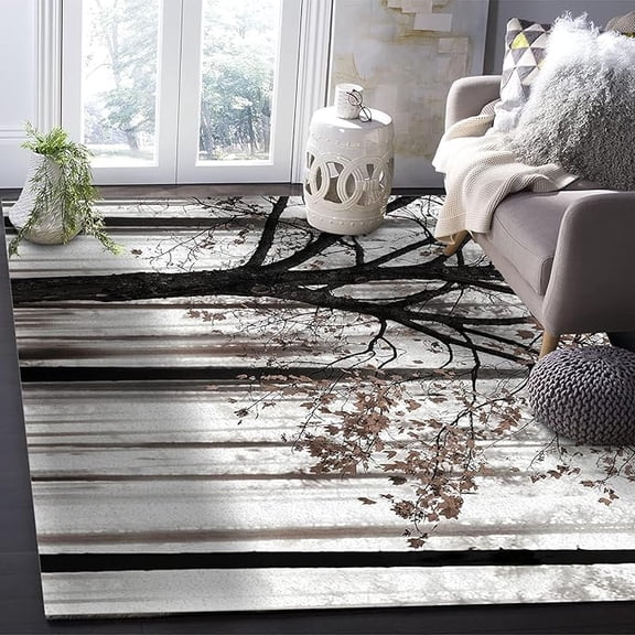 Vintage Brown Woods Indoor Rug, Thanksgiving Area Rugs, Forest Washable Rug For Living Room Dining Room Office Basement Home Decor Floor Mats Carpet 2 x 3ft