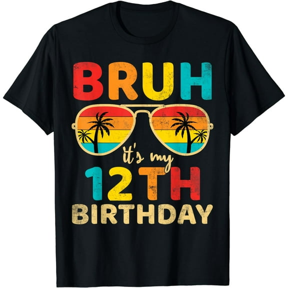 Vintage Bruh It's My 12th Birthday 12 Year Old Birthday boys T-Shirt