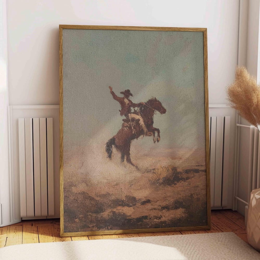 Vintage Bucking Bronco Print Western Rustic Western Cowboy Poster Retro ...