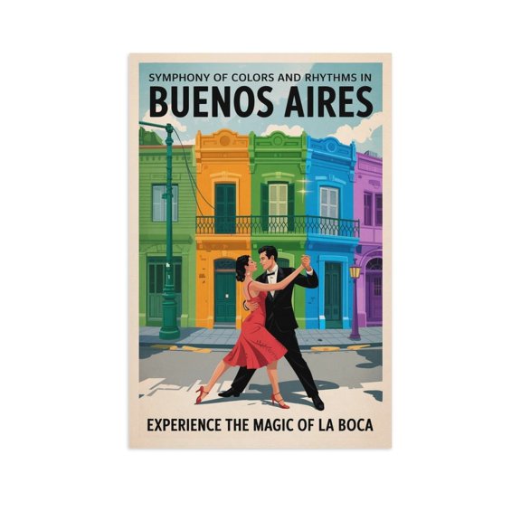 Vintage Buenos Aires Cityscape Retro Argentine Tourism with Tango & Culture Canvas Poster