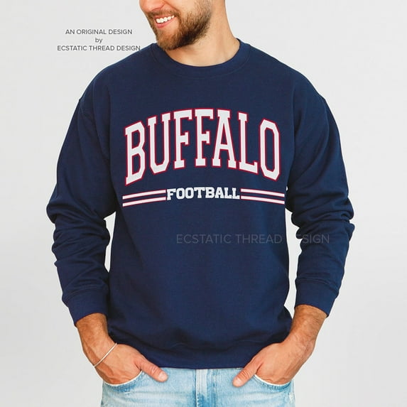 Vintage Buffalo Football Sweatshirt, Game Day Shirt, Navy Color, Size 2XL