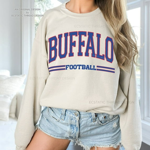 Vintage Buffalo Football Sweatshirt, Game Day Shirt, Sand Color, Size S