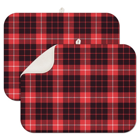 Vintage Buffalo Plaid Dish Drying Mat – Classic Checkered Design, Retro Kitchen Flair