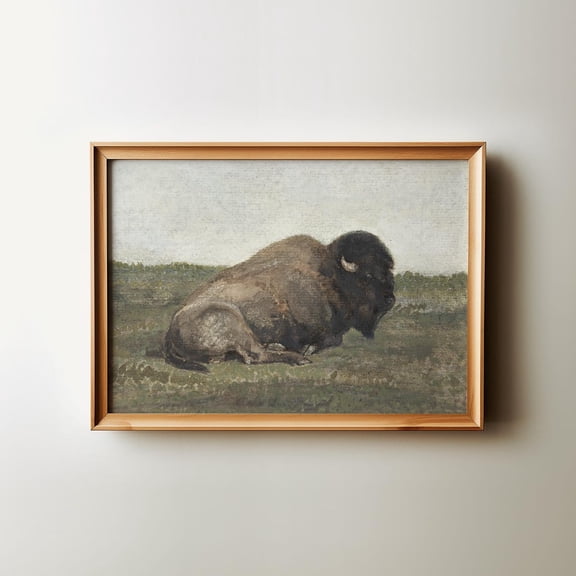 Vintage Buffalo Western Bison Wall Art Above Bed Unframed Paper Print
