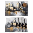thumbnail image 1 of Vintage Building Placemats Set of 8 Modern Abstract Ombre City Oil Painting Place Mats Indoor Wipeable Table Mats Washable Cloth Dining Table Placemats for Kitchen Holiday Party Home Decor 13x19 Inch, 1 of 9