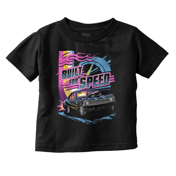 Vintage Built For Speed Racecar Sport Toddler Boy Girl T Shirt Infant Toddler Brisco Brands 12M
