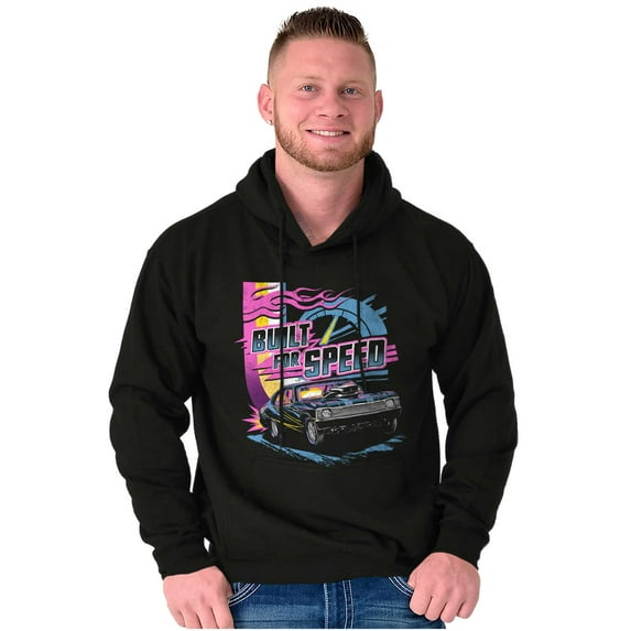 Vintage Built For Speed Racecar Sport Unisex Plus Fleece Graphic Hoodie Brisco Brands 2X