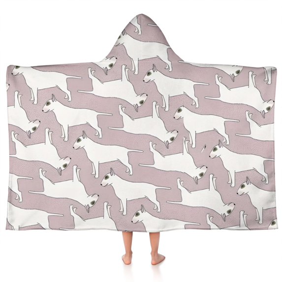 Vintage Bull Terrier Hooded Bath Towel,50"x30" for Ages 3 To 12 Kids, Quick Dry Lightweight Soft Microfiber Hood Beach Towel Cover Up for Kids