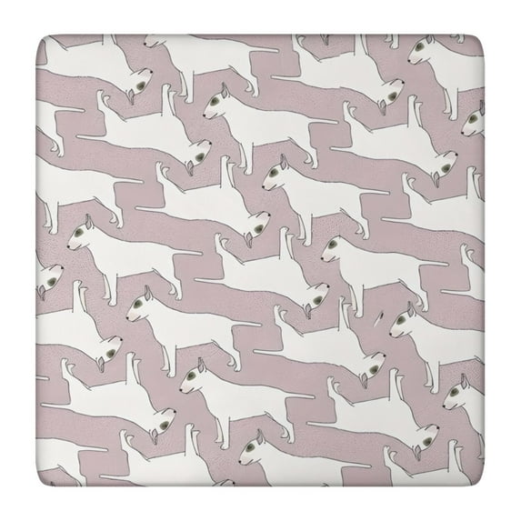 Vintage Bull Terrier Square Fitted Tablecloth with Elastic Edge,Square Table Cover,Washable Elastic Table Cover for Home Kitchen Party Decor 36"x36"