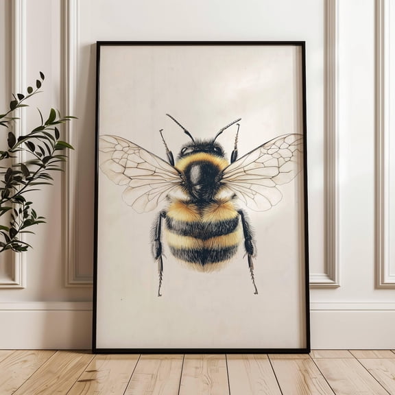 Vintage Bumblebee Dark Moody Insect Cottagecore Decor, Unframed Paper Poster 16x20in