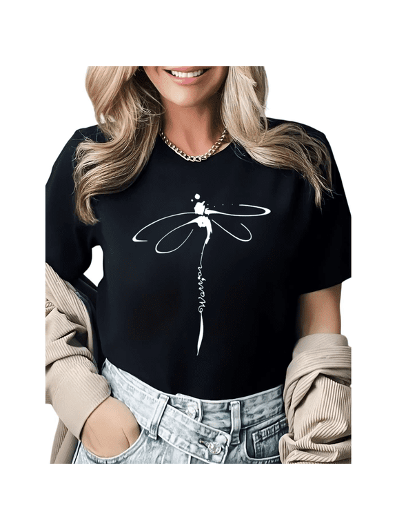 Vintage Bumblebee Floral Graphic Tees Womens Print Tshirt Black S-5XL Tops