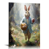 Vintage Bunny Art Print Whimsical Easter Rabbit, Dark Academia Gothic Decor for Home, Office, or Coffee Shop, framed Canvas Wall Art, Coffee Shop Decoration | Whimsical Wall Decor