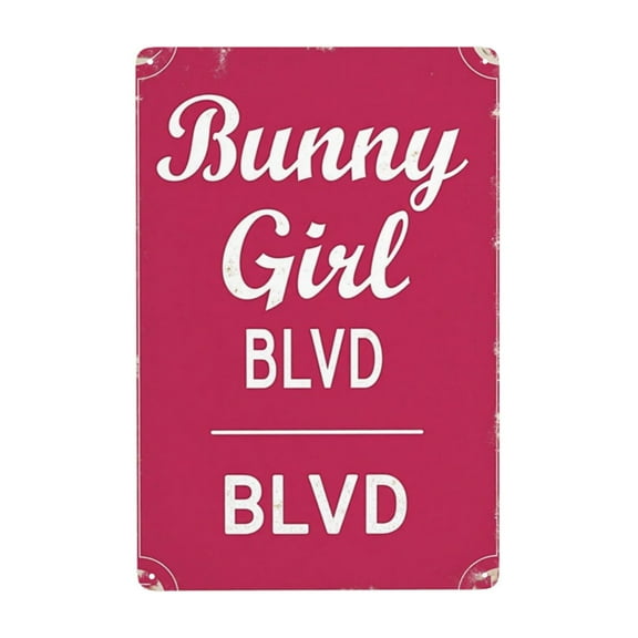 Vintage Bunny Girl Blvd Metal Tin Sign Retro Pink Wall Decor 8x12 Inch Metal Sign Farmhouse Decor Home Decor Kitchen Decor
