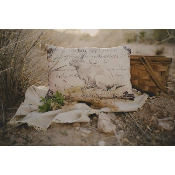 Vintage Bunny  | Pillow Cover | Christmas Gift | Rabbit Painting | Home Decor | Throw Pillow | Farmhouse Decor | Throw Pillows