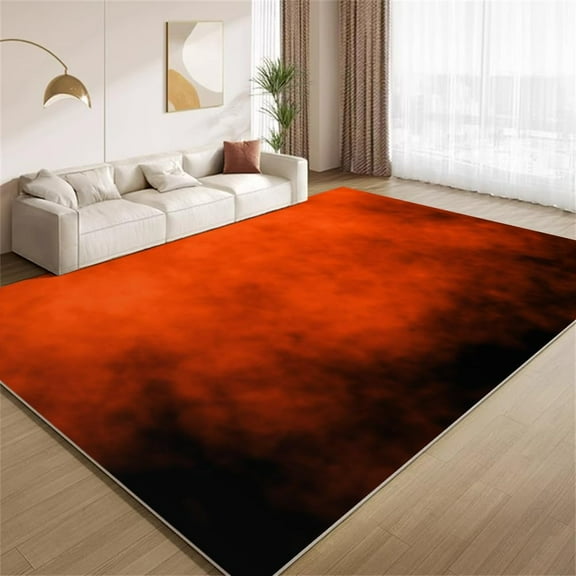 Vintage Burnt Orange Rug 5x7ft Area Rugs Retro Orange Black Rugs Soft Non Slip Washable Non Shedding Indoor Carpet for Living Room Bedroom Home Entrance Foyer Decor