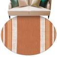 thumbnail image 1 of Vintage Burnt Orange Striped Round Rug 5ft Washable Circle Kitchen Rugs Non Slip Farmhouse Modern Stripes Boho Large Area Rug Indoor Floor Carpet for Bedroom Living Room Office Dining Room Nursery, 1 of 9
