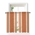 thumbnail image 1 of Vintage Burnt Orange Striped Tier Curtains 45 Inch Length,Sheer Curtains for Bedroom Living Room Farmhouse Modern Stripes Boho Short Kitchen Curtains Drapes for Small Half Window 27.5"x45" 2 Panels, 1 of 7