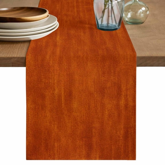 Vintage Burnt Orange Table Runner, Modern Farmhouse Textured Rustic Washable Cotton Linen Table Runners 36 Inches Long, Dresser Scarf Runner for Nightstand/End Tables/Round Tables 13''x36''