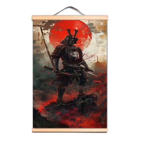 Vintage Bushido Tattoo Wall Art Scroll Painting Japan Samurai Artwork Poster Mural 0,Multicolor,11.8X17.7 inches