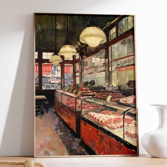 Vintage Butcher Shop Poster, Retro Butcher Wall Art, Food Poster, Kitchen Decor, Classic Butcher Vintage Meat Art, Retro Culinary Decor UNFRAMED PAPER POSTER, Home Decor, Living Room Dercor