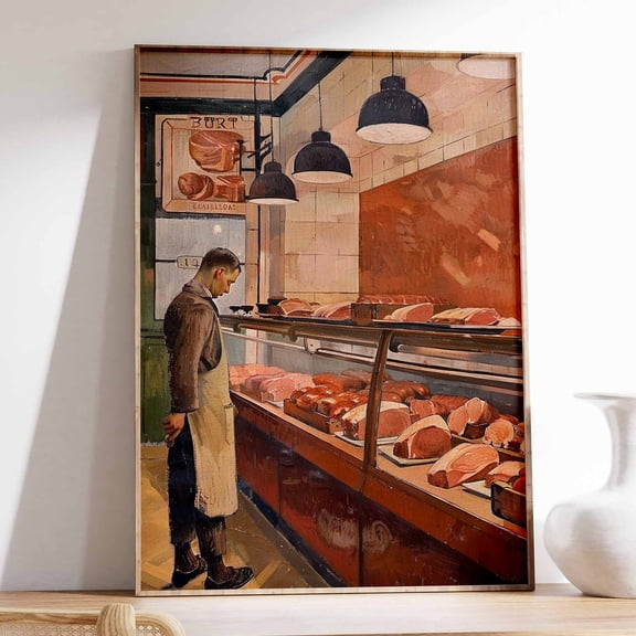 Vintage Butcher Shop Poster, Retro Butcher Wall Art, Food Poster, Kitchen Decor, Classic Butcher Vintage Meat Art, Retro Culinary Decor UNFRAMED PAPER POSTER, Home Decor, Living Room Dercor