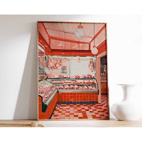 Vintage Butcher Shop Poster, Retro Butcher Wall Art, Food Poster, Kitchen Decor, Classic Butcher Vintage Meat Art, Retro Culinary Decor Wall Art, Modern Wall Decor, 8x12 UNFRAMED