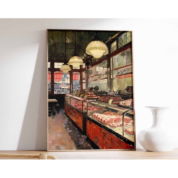 Vintage Butcher Shop Poster, Retro Butcher Wall Art, Food Poster, Kitchen Decor, Classic Butcher Vintage Meat Art, Retro Culinary Decor Wall Art, Modern Wall Decor, 8x12 UNFRAMED