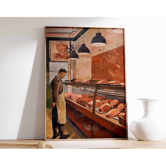 Vintage Butcher Shop Poster, Retro Butcher Wall Art, Food Poster, Kitchen Decor, Classic Butcher Vintage Meat Art, Retro Culinary Decor Wall Art, Modern Wall Decor, 8x12 UNFRAMED