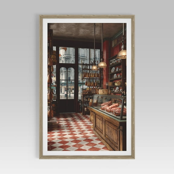 Vintage Butcher Shop Print, Retro European Meat Market Art Print, Dark Academia Kitchen Wall Decor, Nostalgic Print Home Decor #2528, 8x12 UNFRAMED