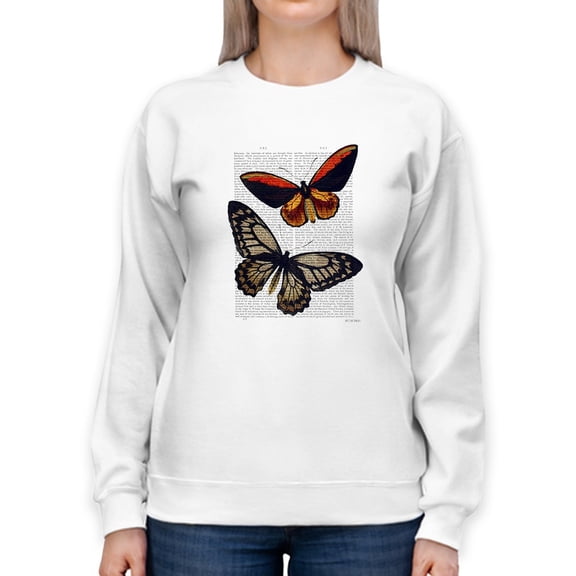 Vintage Butterflies Sweatshirt Women -Fab Funky Designs, Female 3X-Large