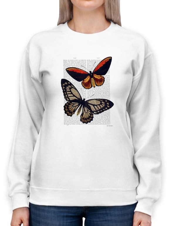 Vintage Butterflies Sweatshirt Women -Fab Funky Designs, Female 5X-Large