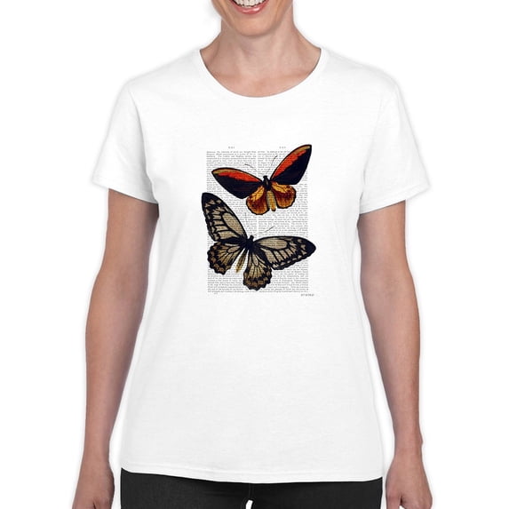 Vintage Butterflies T-Shirt Women -Fab Funky Designs, Female XX-Large