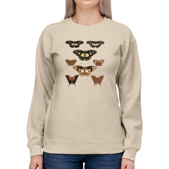 Vintage Butterflies V Sweatshirt Women -Vision Studio Designs, Female 5X-Large