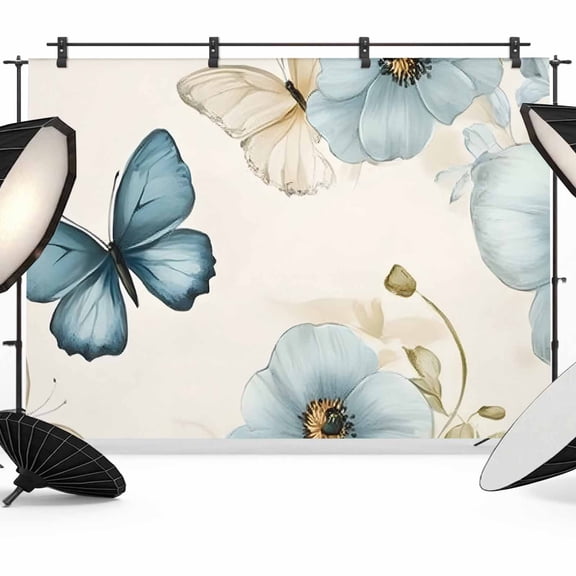 Vintage Butterfly Backdrop for Photoshoot, Photography Photo Studio Background Wall Backdrop, Spring Floral Botanical Back Drop Banner Panel for Portraits Wedding Party Live Streaming Decor 8x6Ft