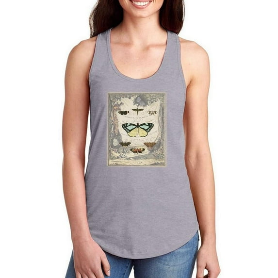 Vintage Butterfly Bookplate. Racerback Tank Women -Vision Studio Designs, Female Large