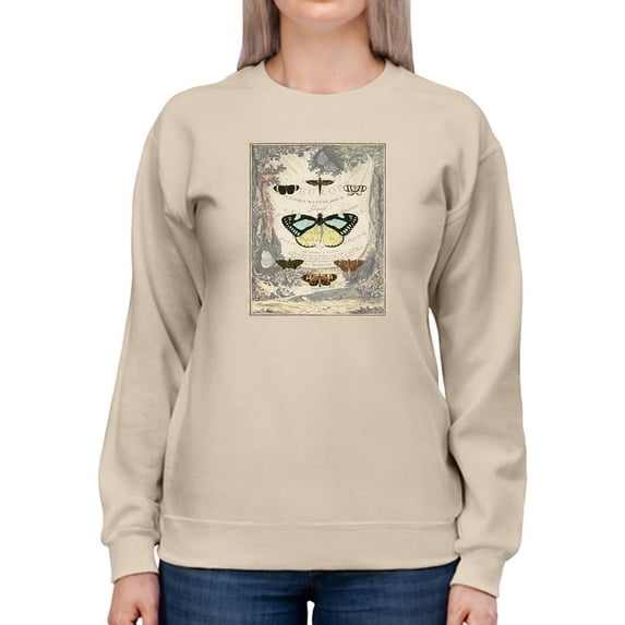 Vintage Butterfly Bookplate. Sweatshirt Women -Vision Studio Designs, Female Large