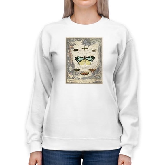 Vintage Butterfly Bookplate. Sweatshirt Women -Vision Studio Designs, Female Small