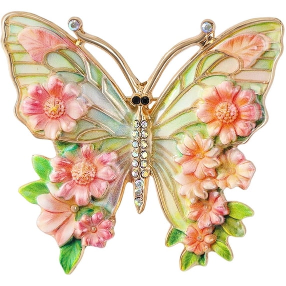 Vintage Butterfly Brooch Pin Stylish Elegant Flower Butterfly Lapel Pins Badge Delicate Jewelry Gifts for Women Dress Accessory