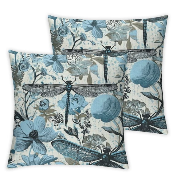 Vintage Butterfly Dragonfly Poppy Throw Pillow Covers Pillow Cover With Zipper Throw Pillow Cases Double Sided Plush Pillow Covers Decorative Throw Pillows Covers for Couch Living Room Bedroom