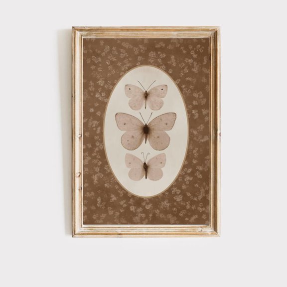 Vintage Butterfly Floral Art Print Cottagecore Decor Nature Art Butterfly Nursery Decor Hosting Decor