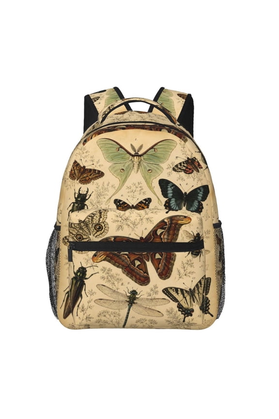 Vintage Butterfly Moth Backpack Lightweight Travel Bag for Men and Women