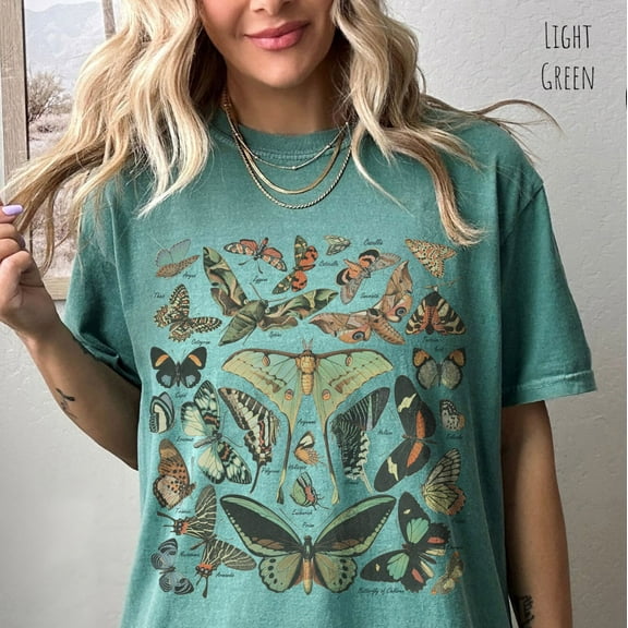 Vintage Butterfly & Moth TShirt, Cottagecore Aesthetic Shirt, Gift For Her, Nature Lover Tee, Boho Clothing, Botanical Outfit
