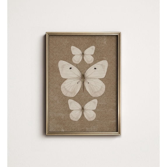 Vintage Butterfly Neutral Cottagecore Poster, Unframed Size 24x36