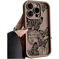 thumbnail image 1 of Vintage Butterfly Pattern Phone Case with Full Lens Cover, Raised Rear Bezel, Soft Silicone for iPhone 15 14 13 12 11 Pro Max Plus XS XR X 7 8 SE Phone Case (Brown,iPhone 13 Pro), 1 of 7