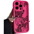 thumbnail image 1 of Vintage Butterfly Pattern Phone Case with Full Lens Cover, Raised Rear Bezel, Soft Silicone for iPhone 15 14 13 12 11 Pro Max Plus XS XR X 7 8 SE Phone Case (Red,iPhone 15 Plus), 1 of 8