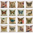 thumbnail image 1 of Vintage Butterfly Pattern Throw Pillow Cases Rural Style Farmhouse Couch Decorative Cotton Linen Cushion Cover Flower with Quotes Pillowcase 18x18 Inches, 1 of 3