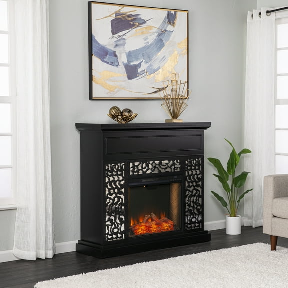 SEI Wansford Criss Cross Fireplace, Black
