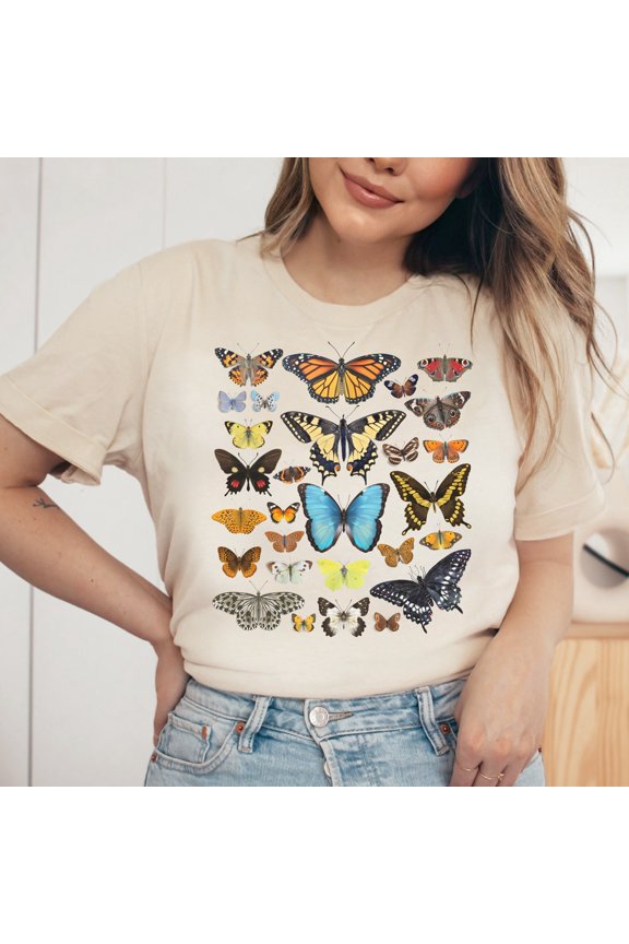Vintage Butterfly Shirt, Monarch Butterfly, Entomologist Insect Lover, Naturalist Tee, Tiger Swallowtail, Blue Morpho Fritillary Butterflies