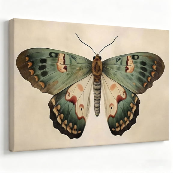 Vintage Butterfly Specimen Framed Canvas Wall Art Antique Moth Illustration Poster Print Living Room Bedroom Decor 8*12